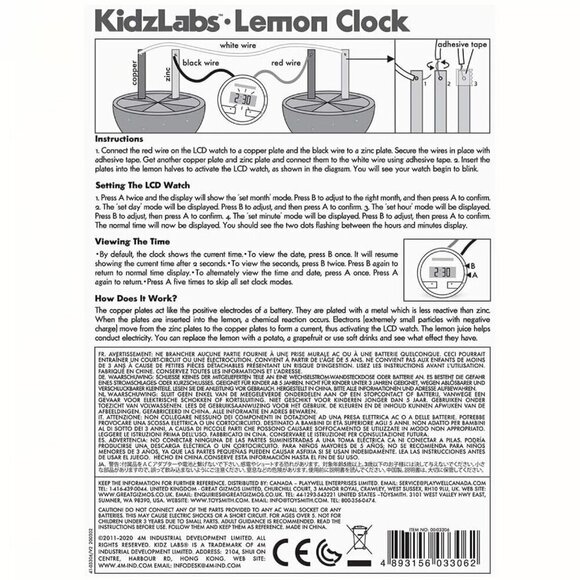 4M Kidzlabs Lemon Powered Clock, Chemical Electrical Science Lab Experiment - Picture 5 of 6